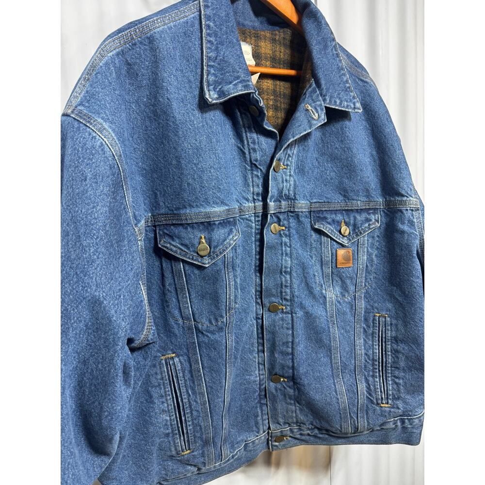 Vintage Carhartt J11 DST Denim Jean Jacket XXL Blanket Lined Made in USA 2XL